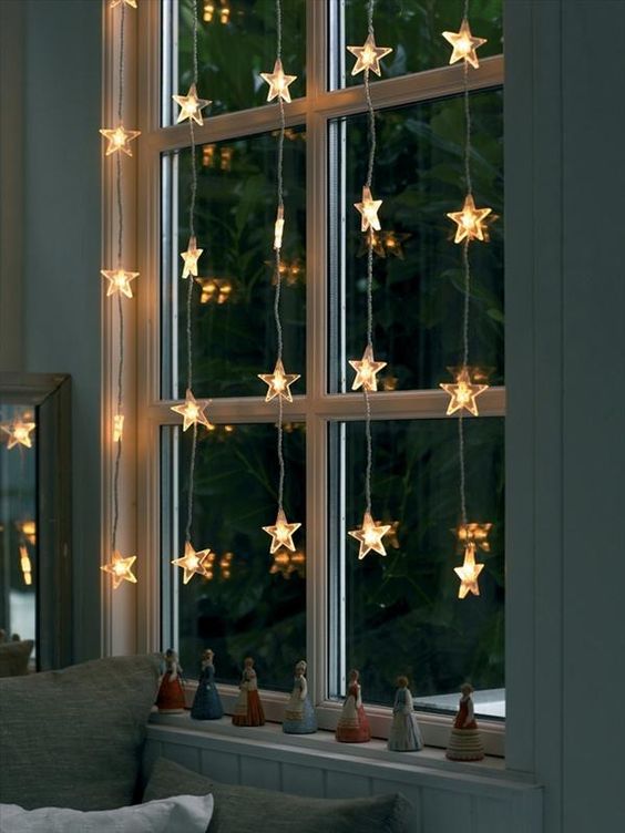 Kurtyna świąteczna LED gwiazdki do zawieszenia w oknie