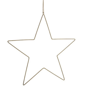 złota metalowa gwiazda na jutowym sznurku do zawieszenia